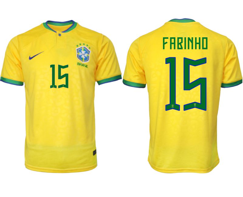 Men 2022 World Cup National Team Brazil home aaa version yellow 15 Soccer Jersey